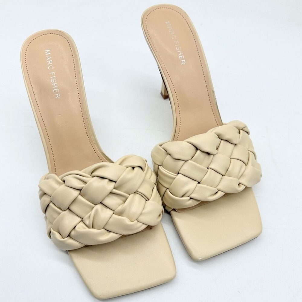 Marc Fisher Cream Heels with Woven Design